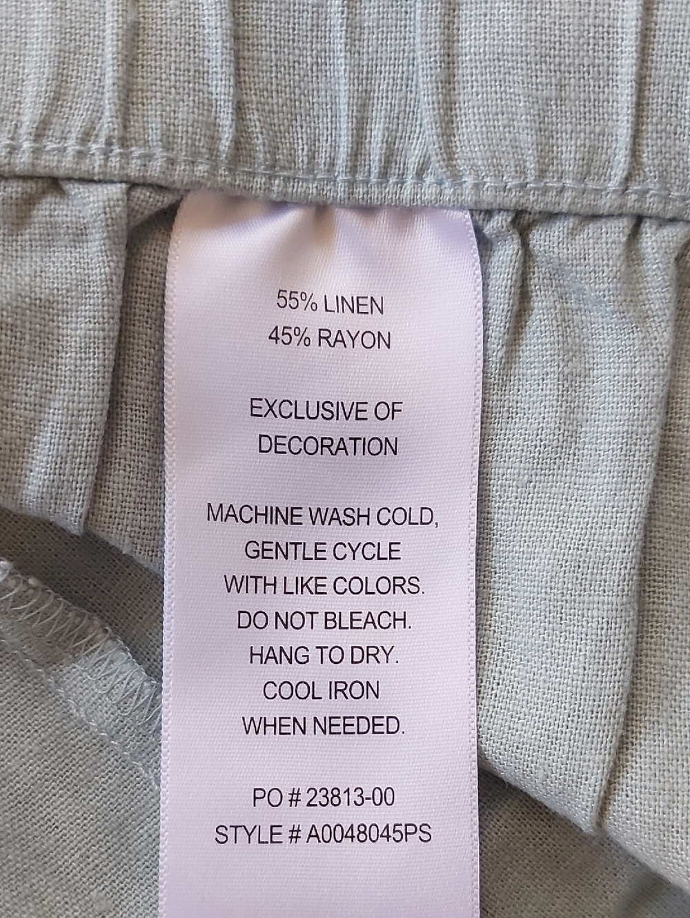 Hang Ten  55% Linen Light Gray Relaxed Linen-Blend - Picture 2 of 8